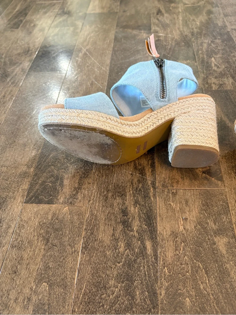 TOMS Majorca Platform Sandals Light Blue Denim Sz 6